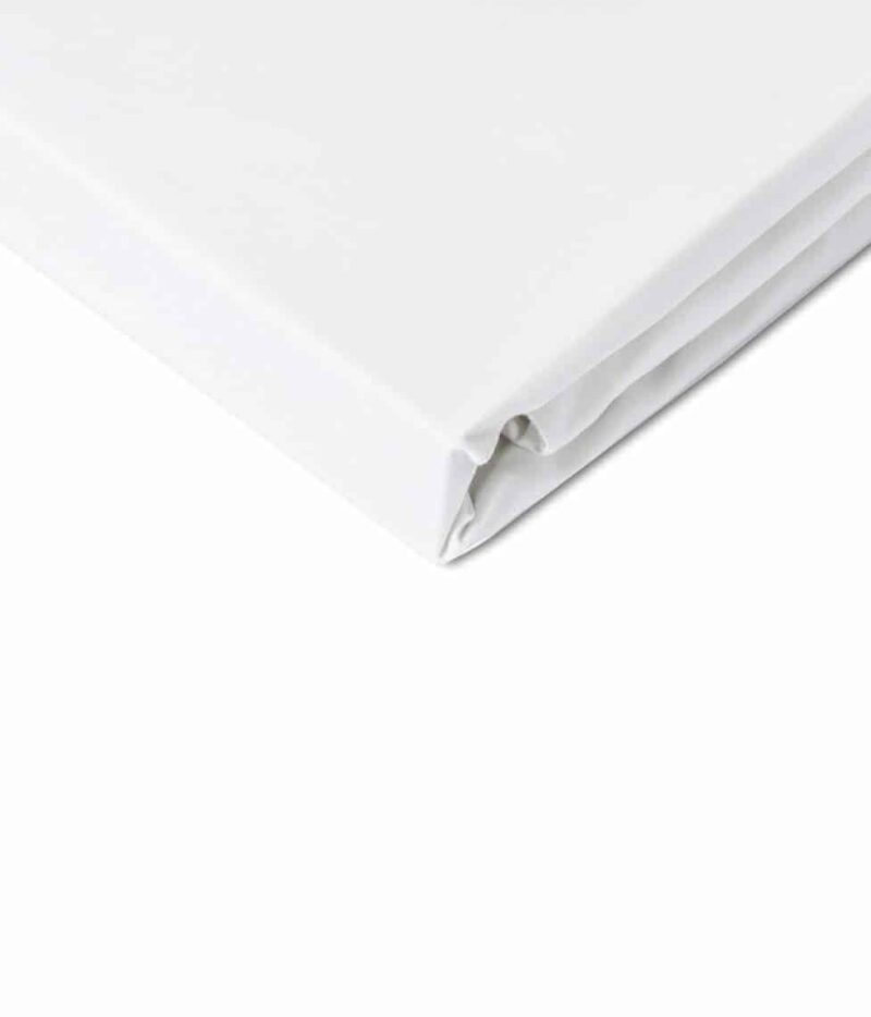 Простыня на резинке DecoFlux WHITE, сатин, белый, угол завёрнут